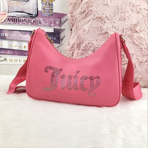 {Juicy Couture} Pink Rhinestones Crossbody Bag - Picture 1 of 7
